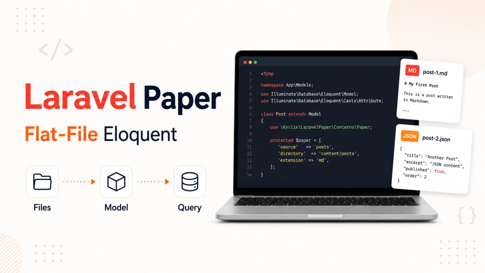 Laravel Paper: Use Markdown and JSON Files as Eloquent Models